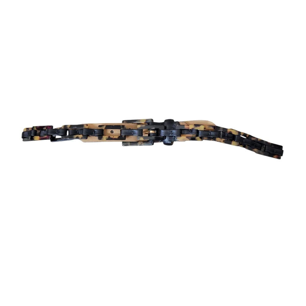 Vintage Black‎ Leather Tortoise Link Belt